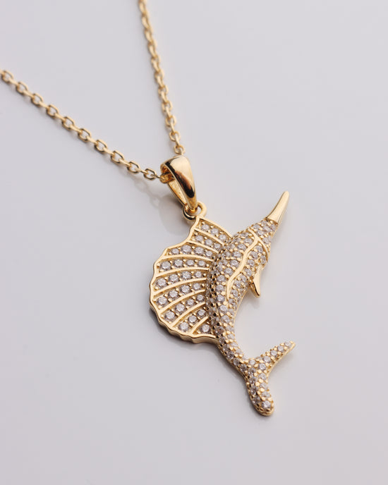 CZ Sail Fish Necklace