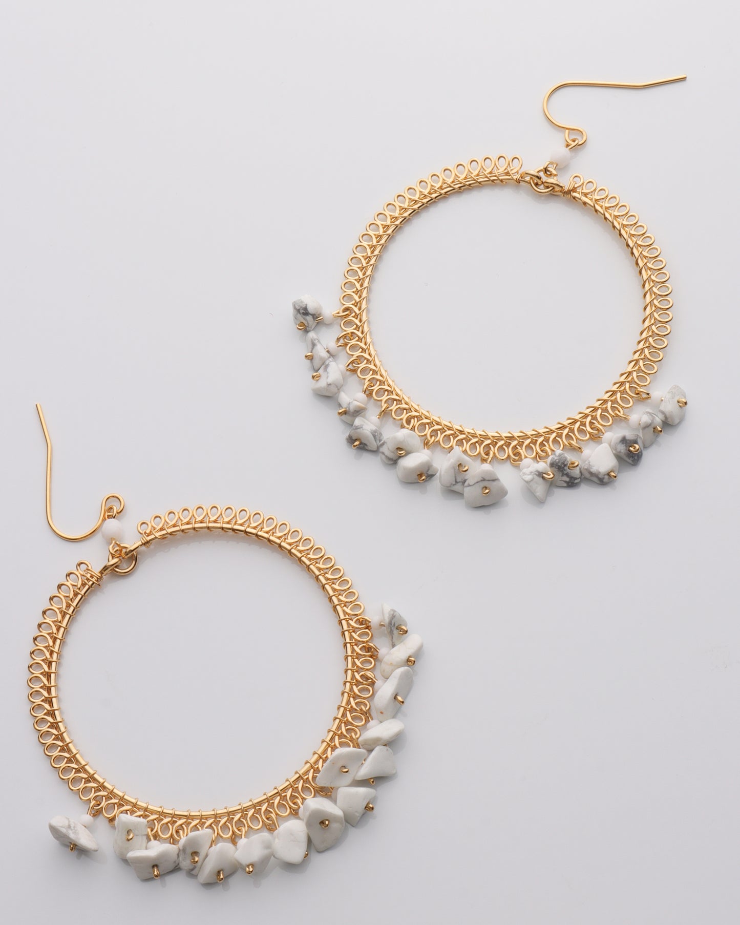 Detailed Stone Open Circle Earring