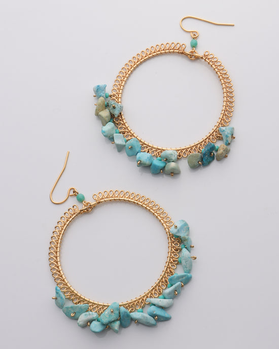 Detailed Stone Open Circle Earring