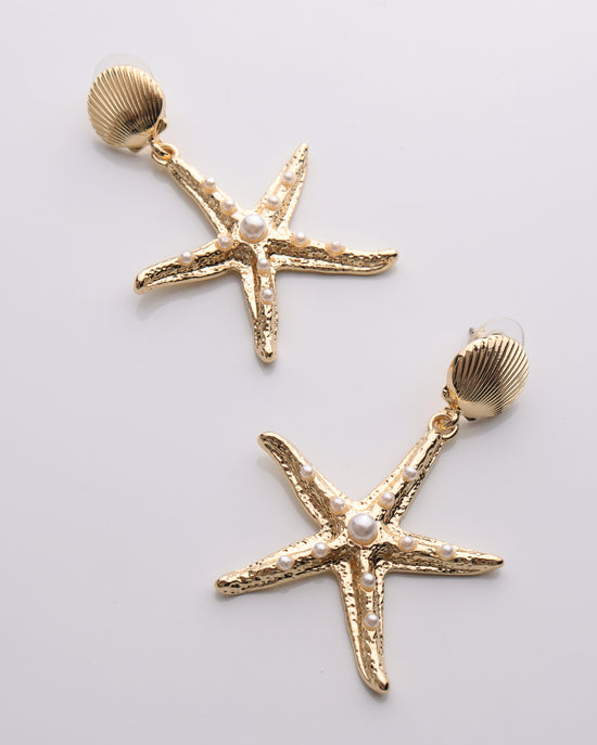 Shell Post w/ Pearled Starfish Dangle Earring