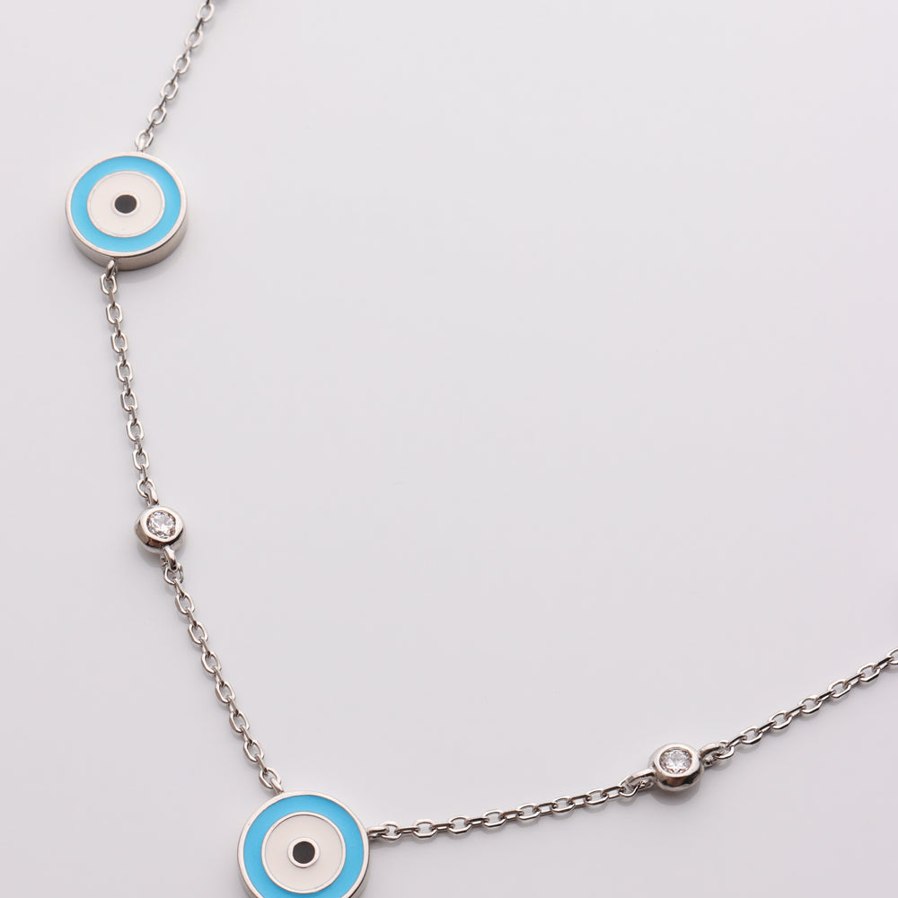 Multi Large Blue Evil Eye Necklace