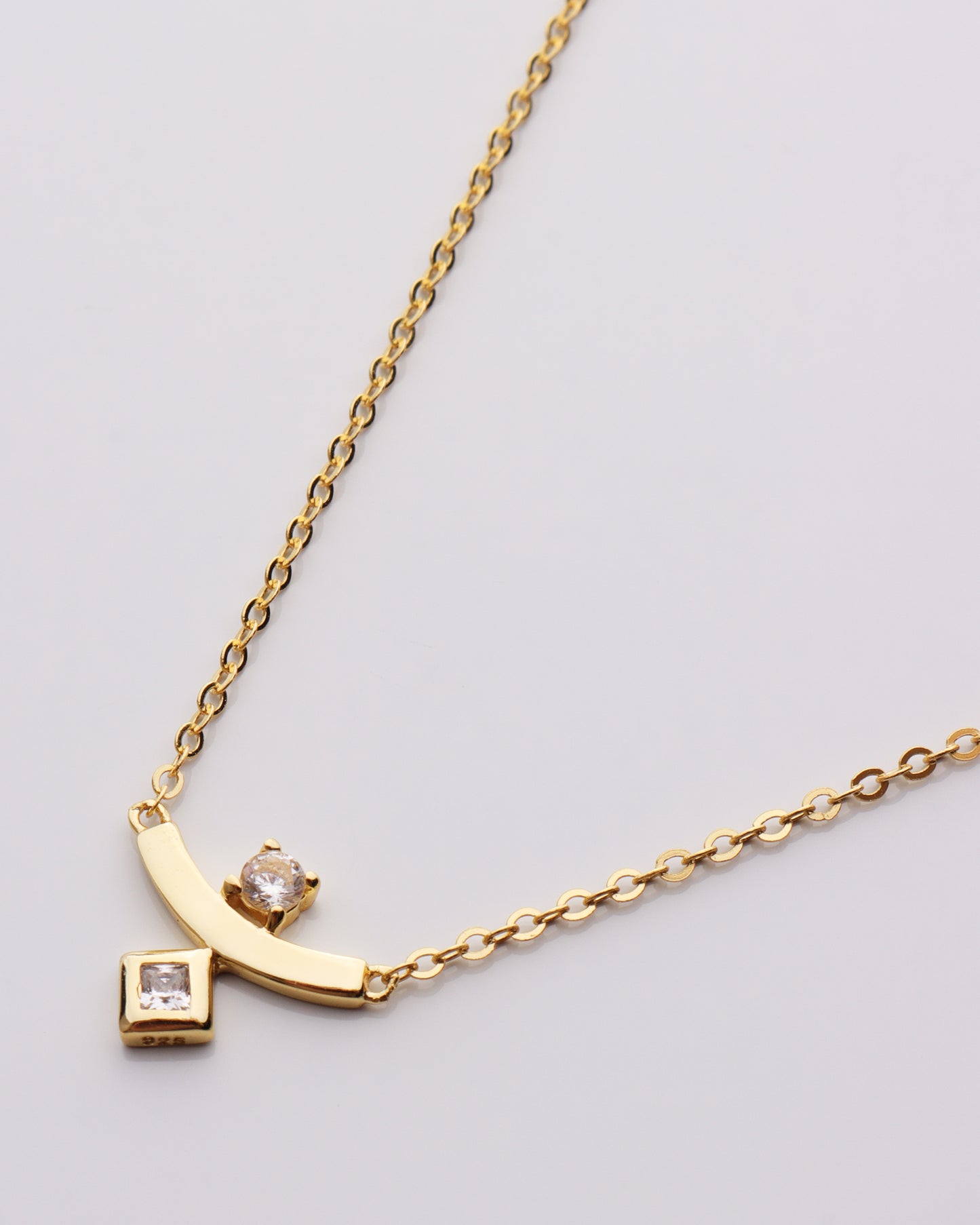 Curved Bar CZ Necklace