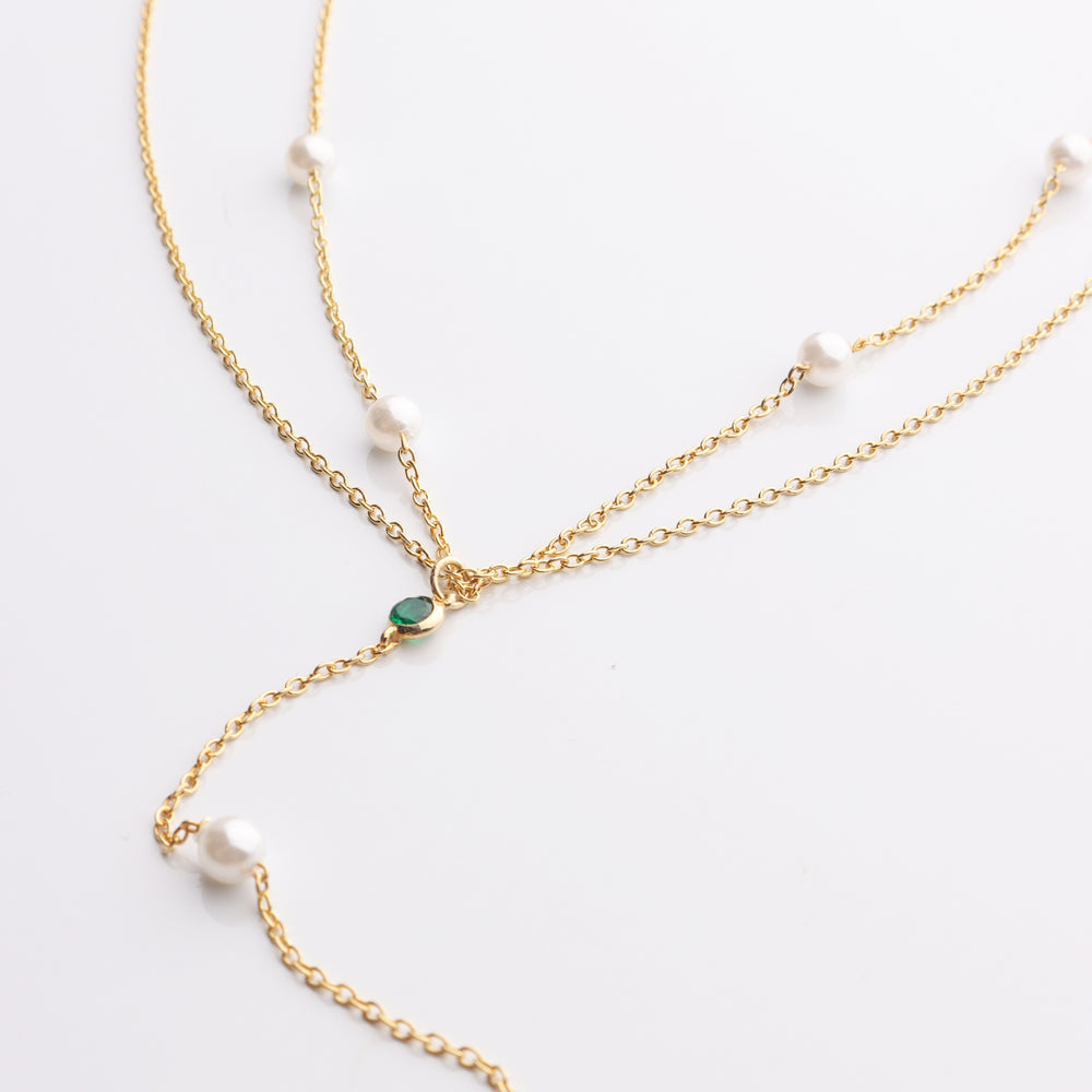 
                  
                    Pearl & Emerald Lariat Necklace
                  
                