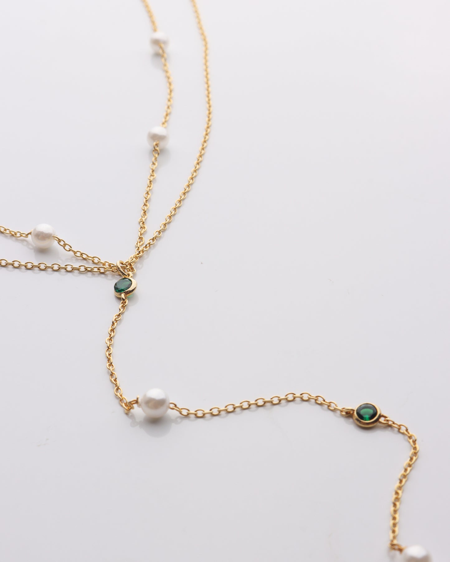 Pearl & Emerald Lariat Necklace