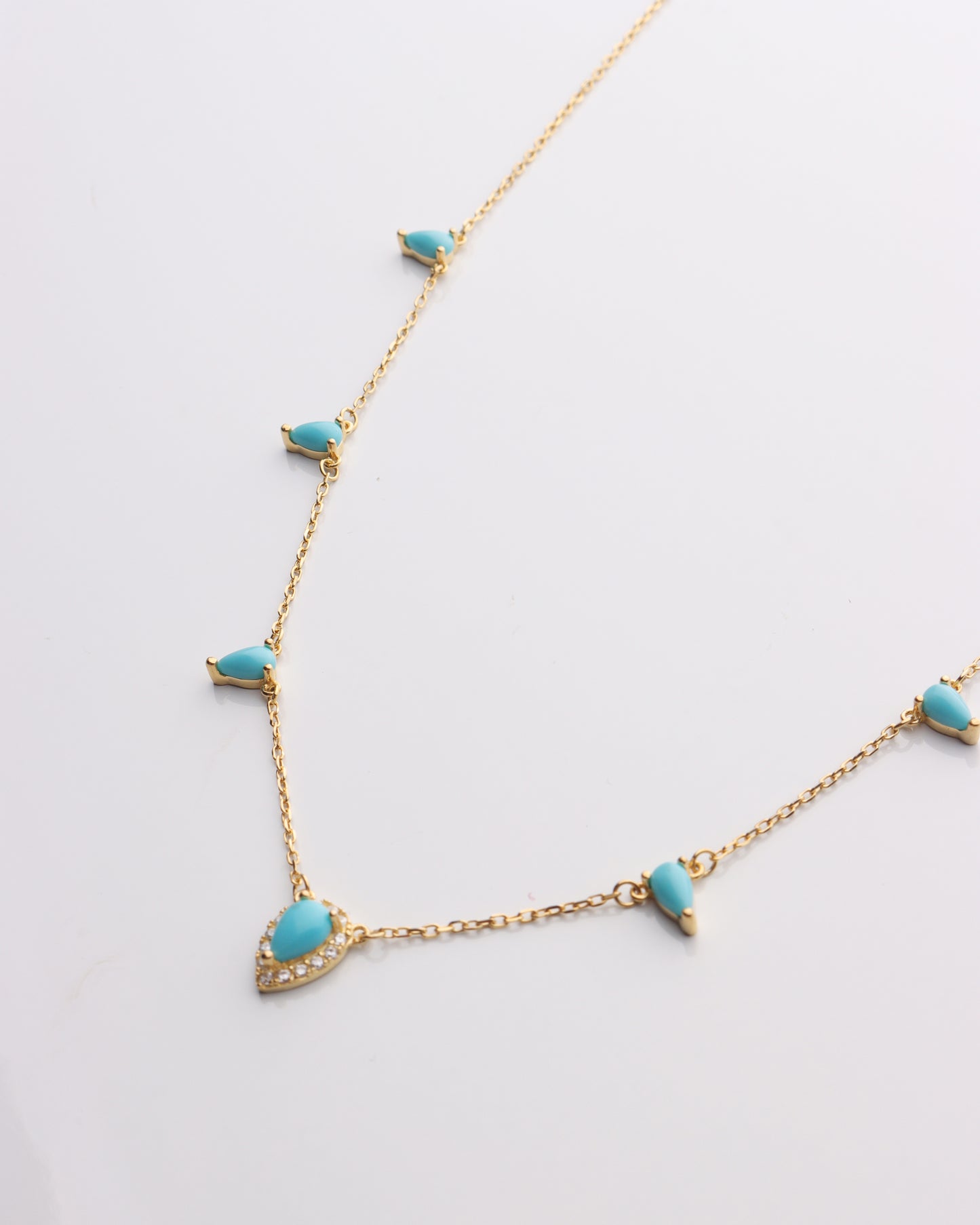 Mutli Turquoise Teardrop Charm Necklace