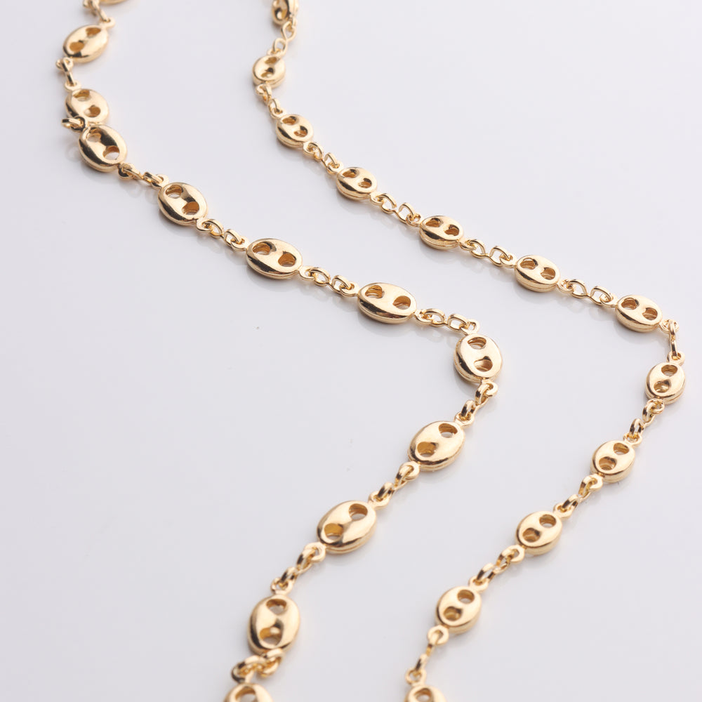 Small Layered Puffed Mariner Link Necklace