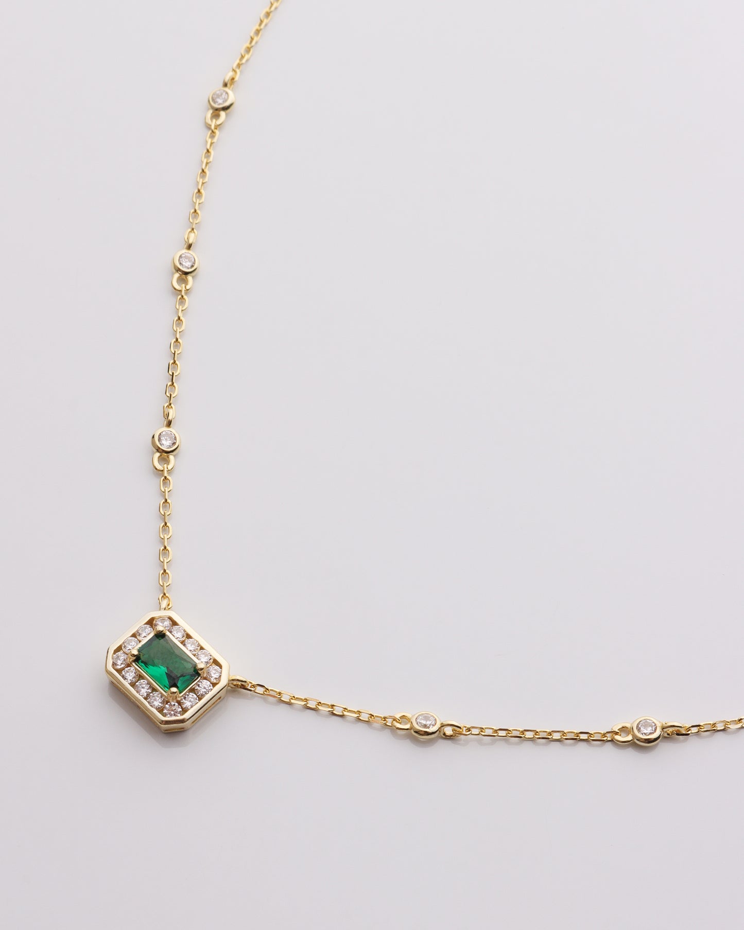 Vintage Style Emerald CZ Necklace