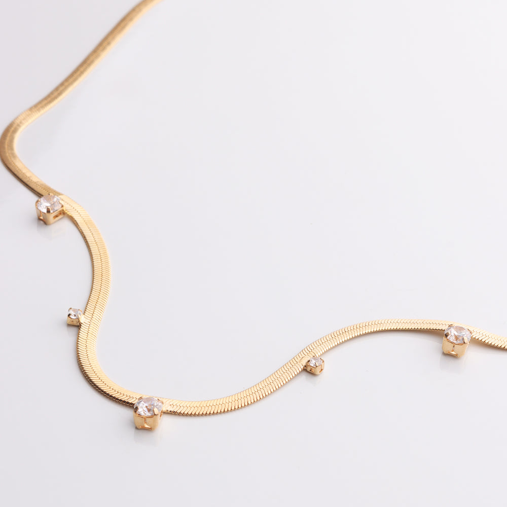 CZ Drops & Snake Chain Necklace