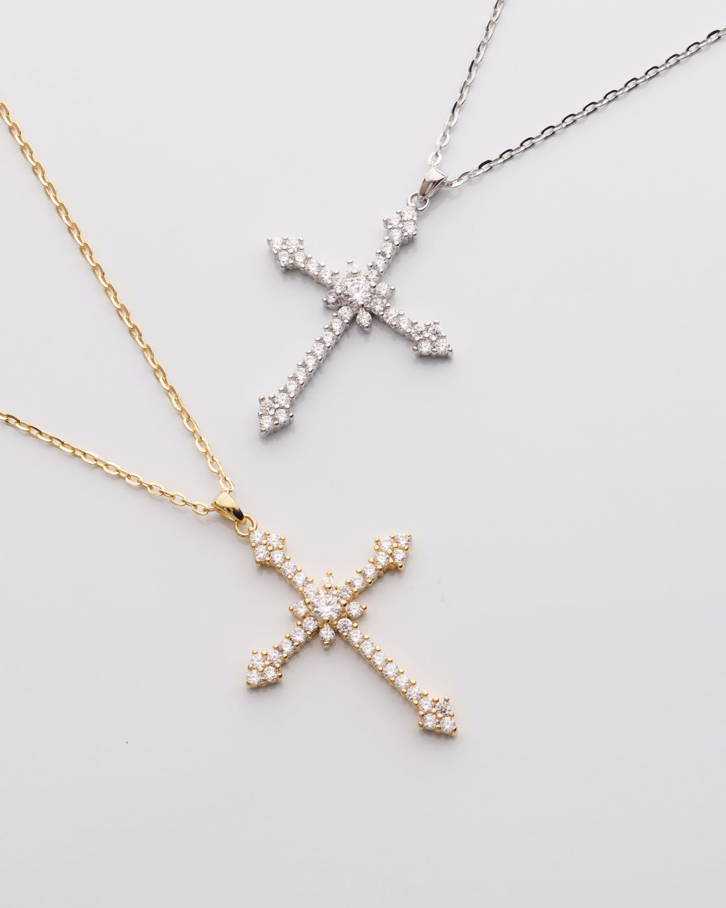 CZ Dramatic Gothic Cross Necklace