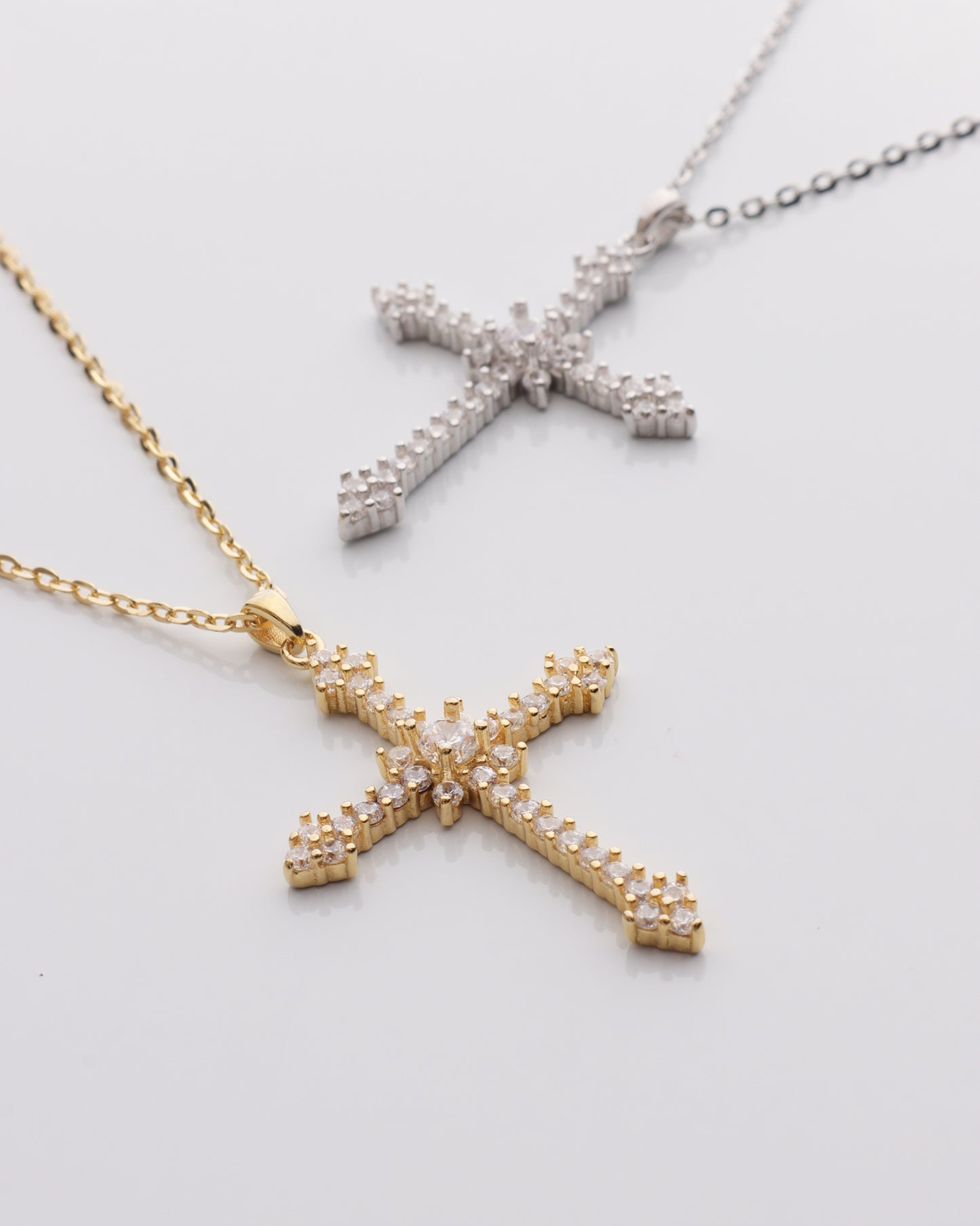 CZ Dramatic Gothic Cross Necklace