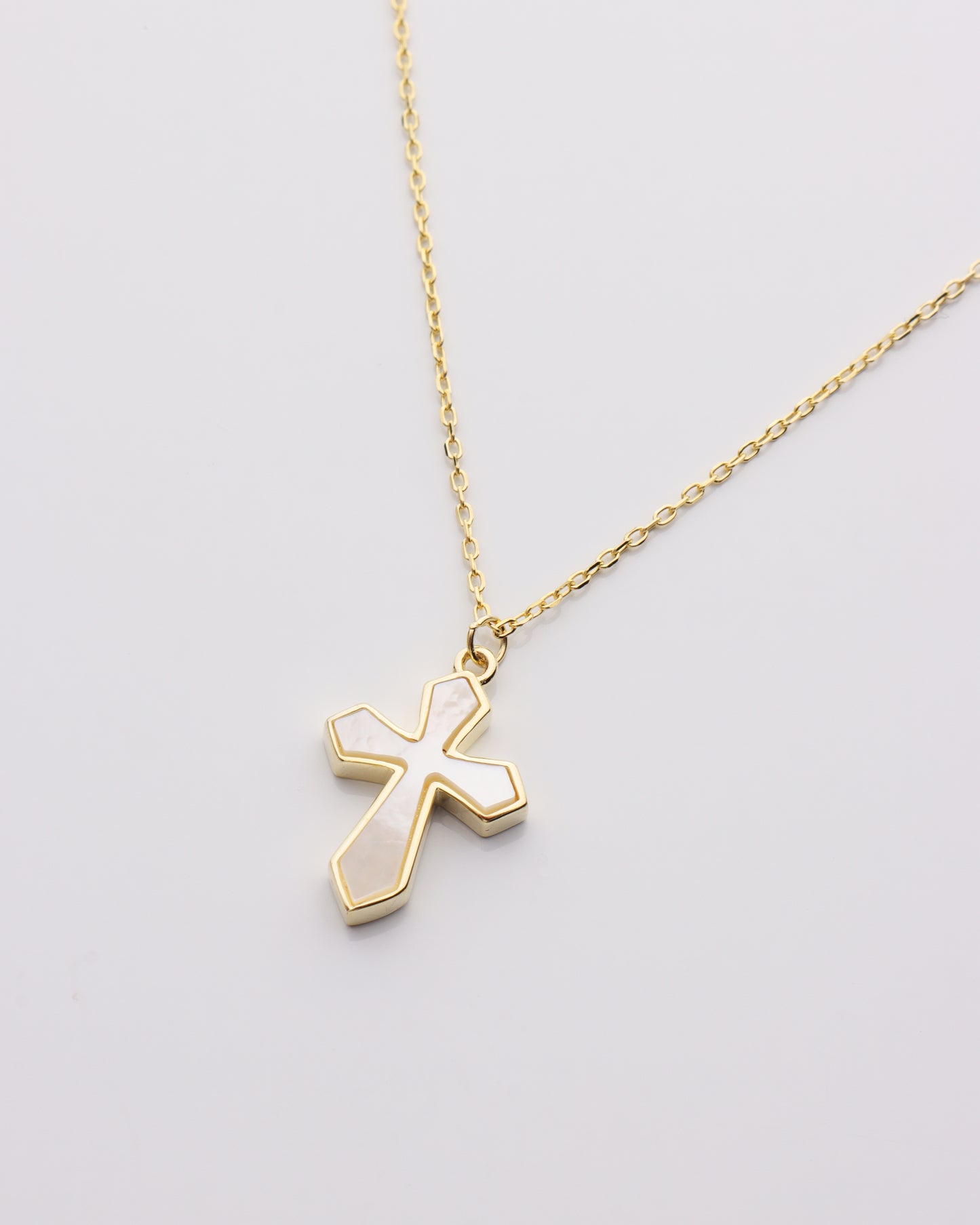 Mother of Pearl Gothic Cross Necklace