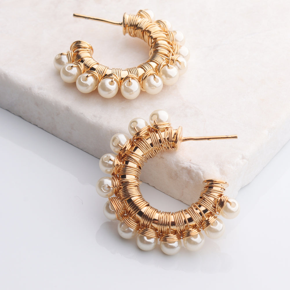 Pearl Lined Hoops