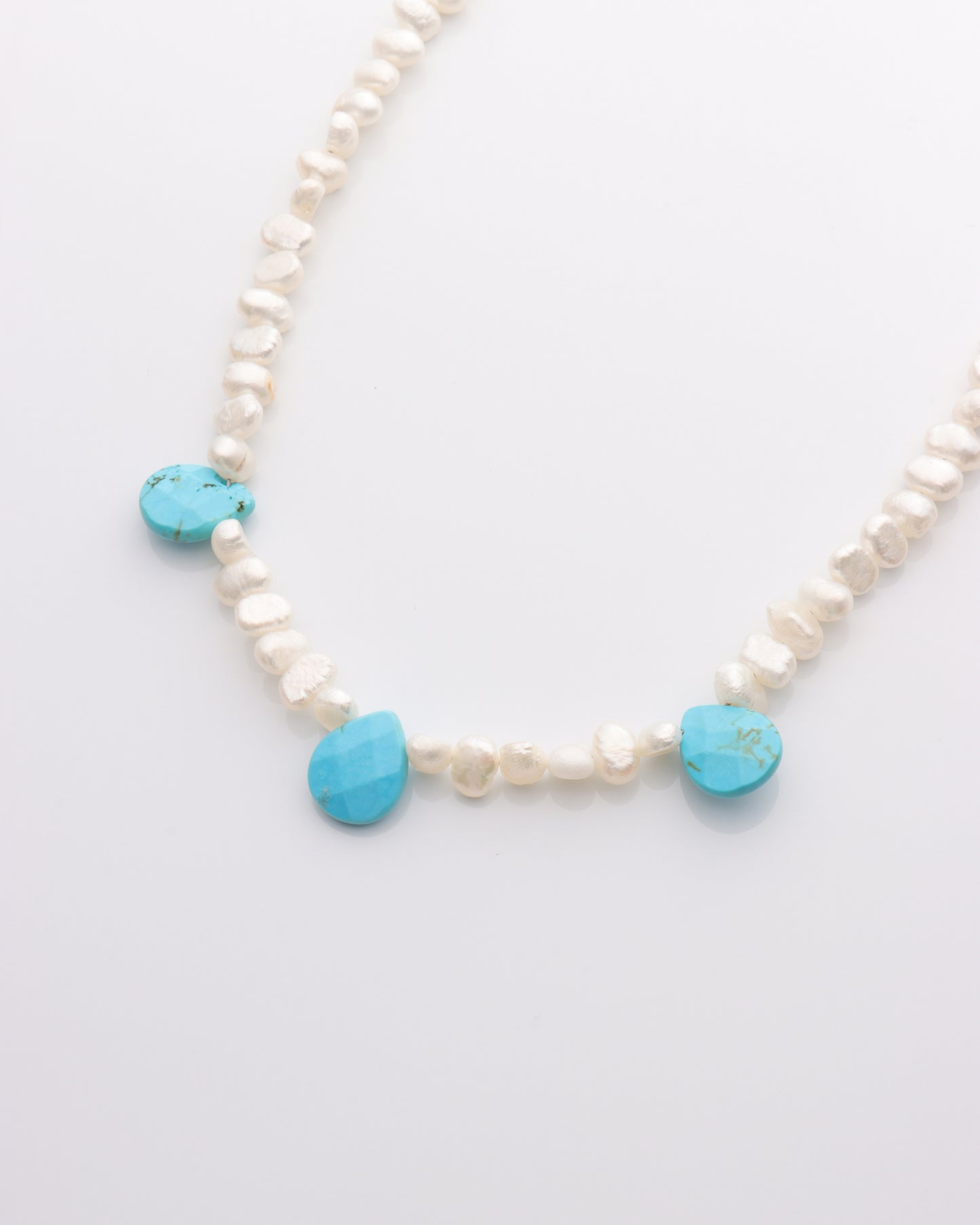 Easy Beach Day Pearl and Turquoise Necklace