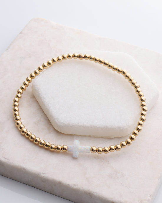 White Opal Cross Bracelet