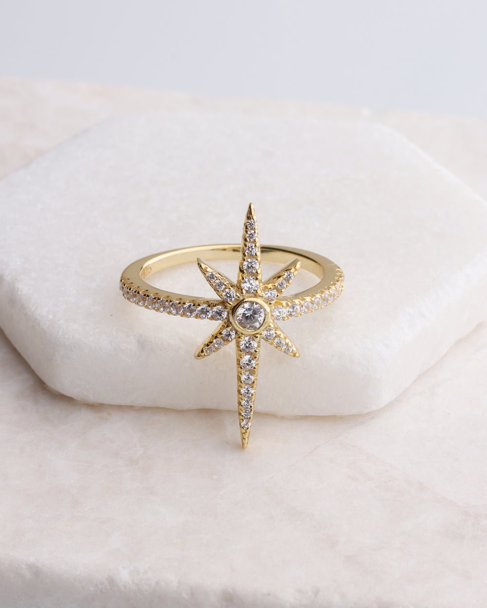 CZ Starburst Statement Ring