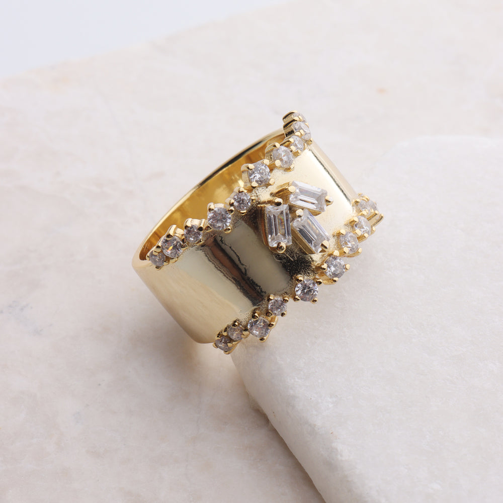 
                      
                        Baguette Wide Band Ring
                      
                    