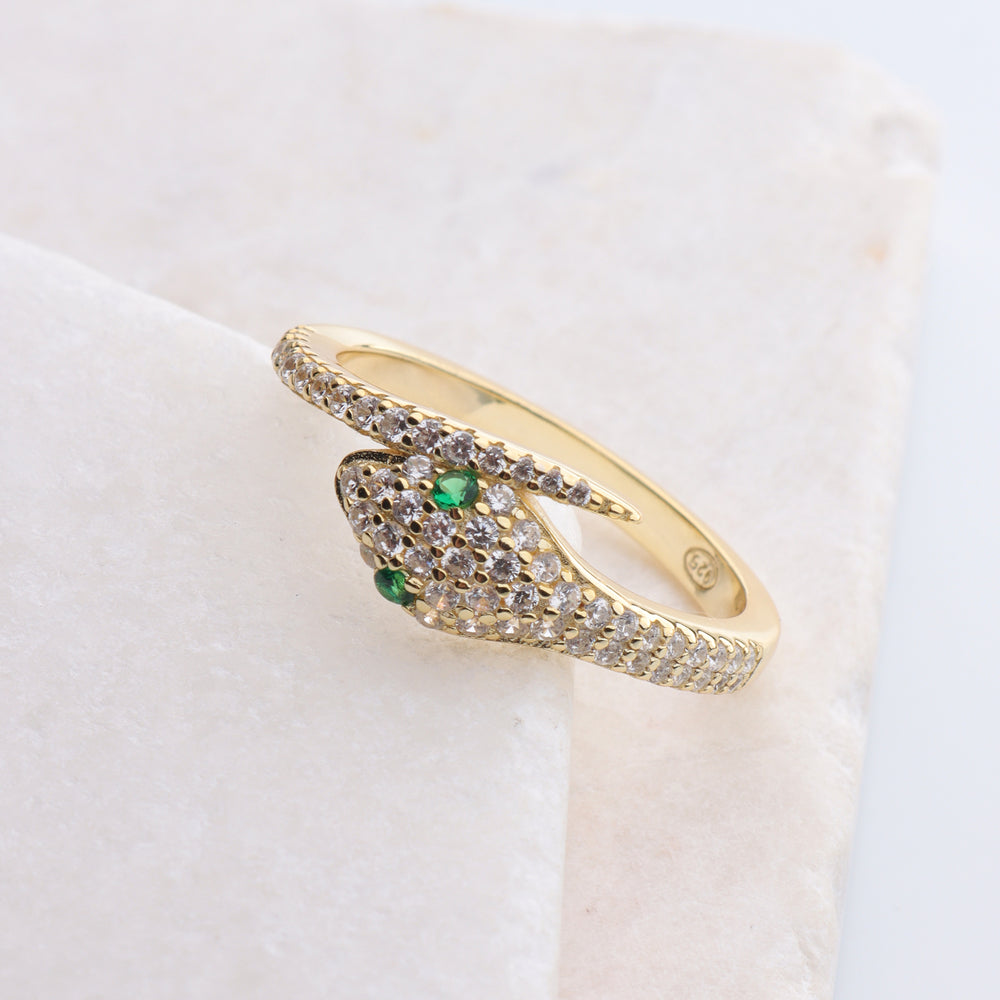 
                      
                        Green Eye Snake Ring
                      
                    