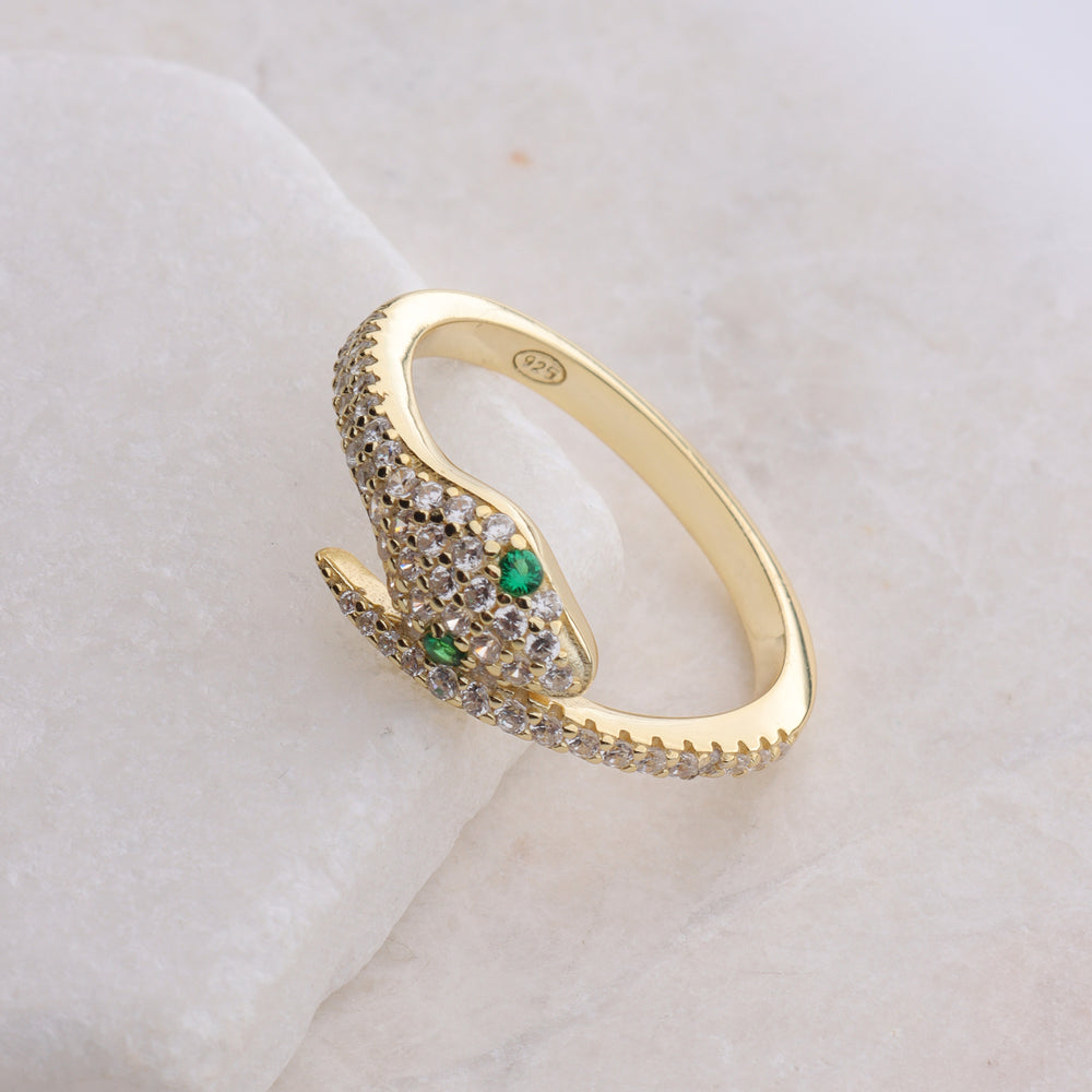 
                      
                        Green Eye Snake Ring
                      
                    