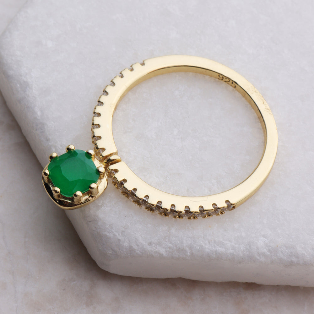 Emerald CZ Dangle Ring