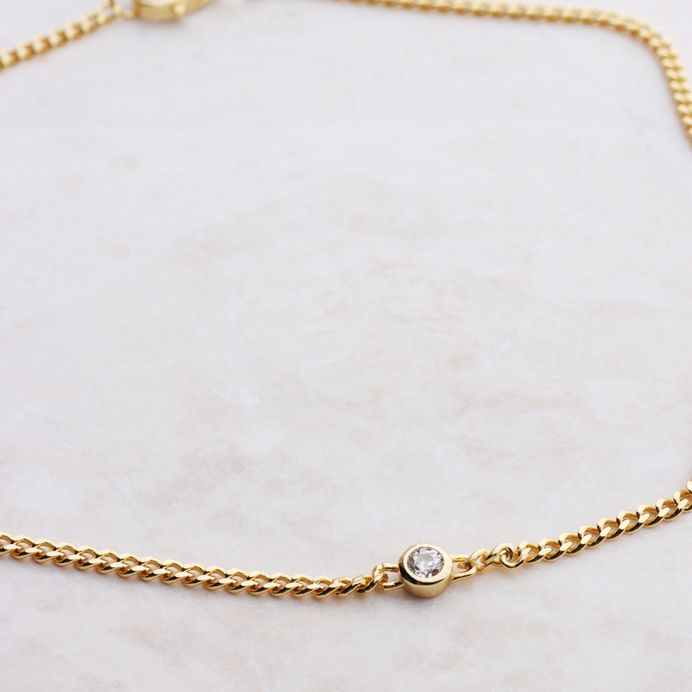 Tiny CZ Cuban Link Chain Anklet