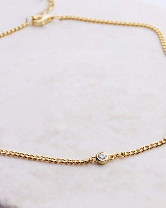 Tiny CZ Cuban Link Chain Anklet