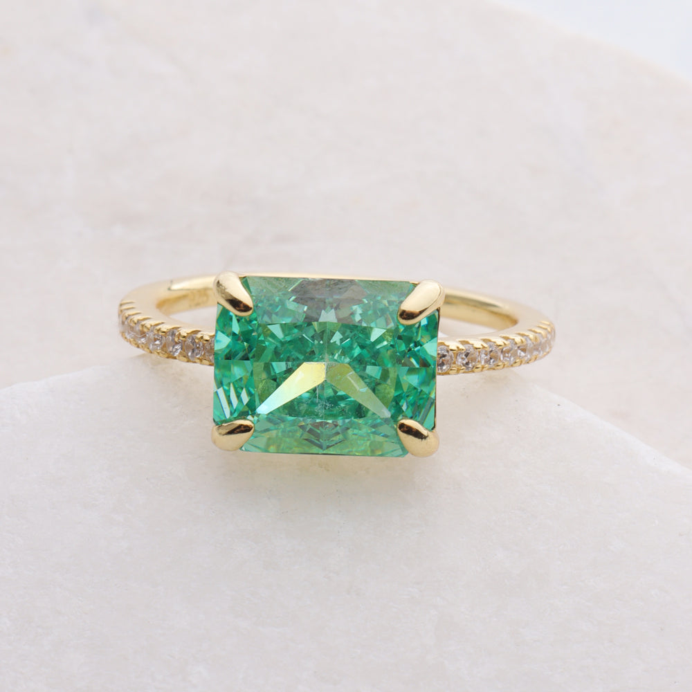 Radiant Green Stone Ring