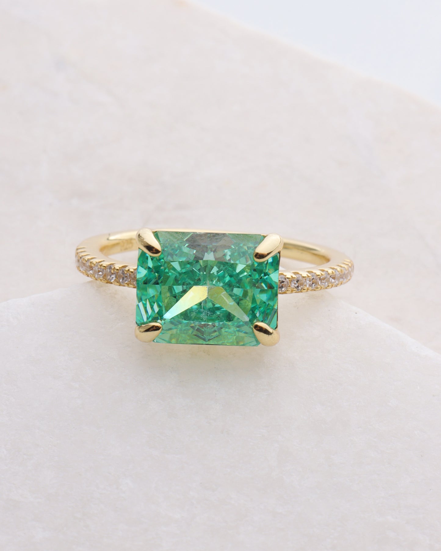 Radiant Green Stone Ring