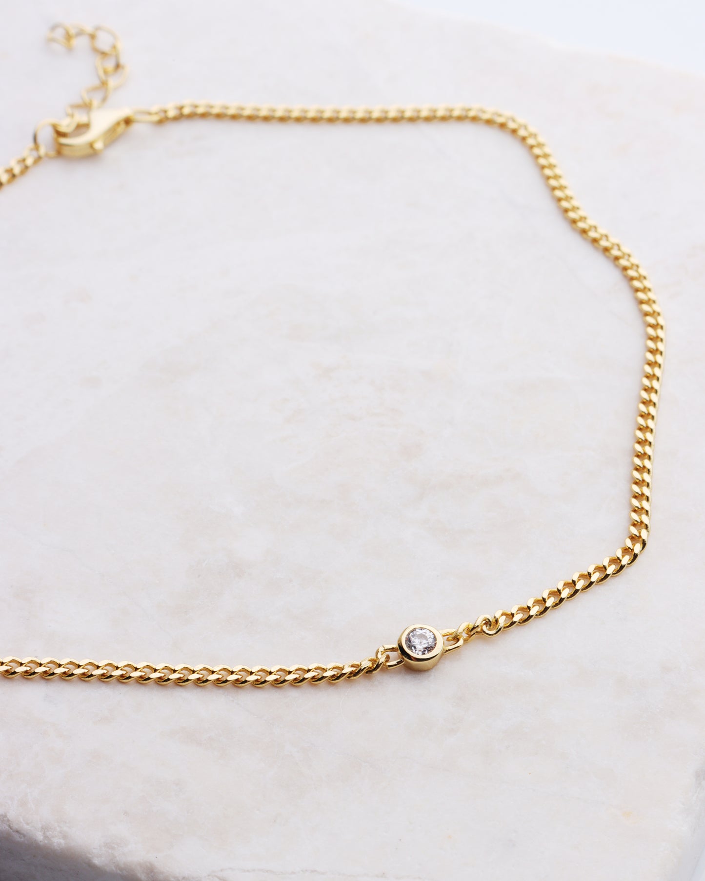 Tiny CZ Cuban Link Chain Anklet
