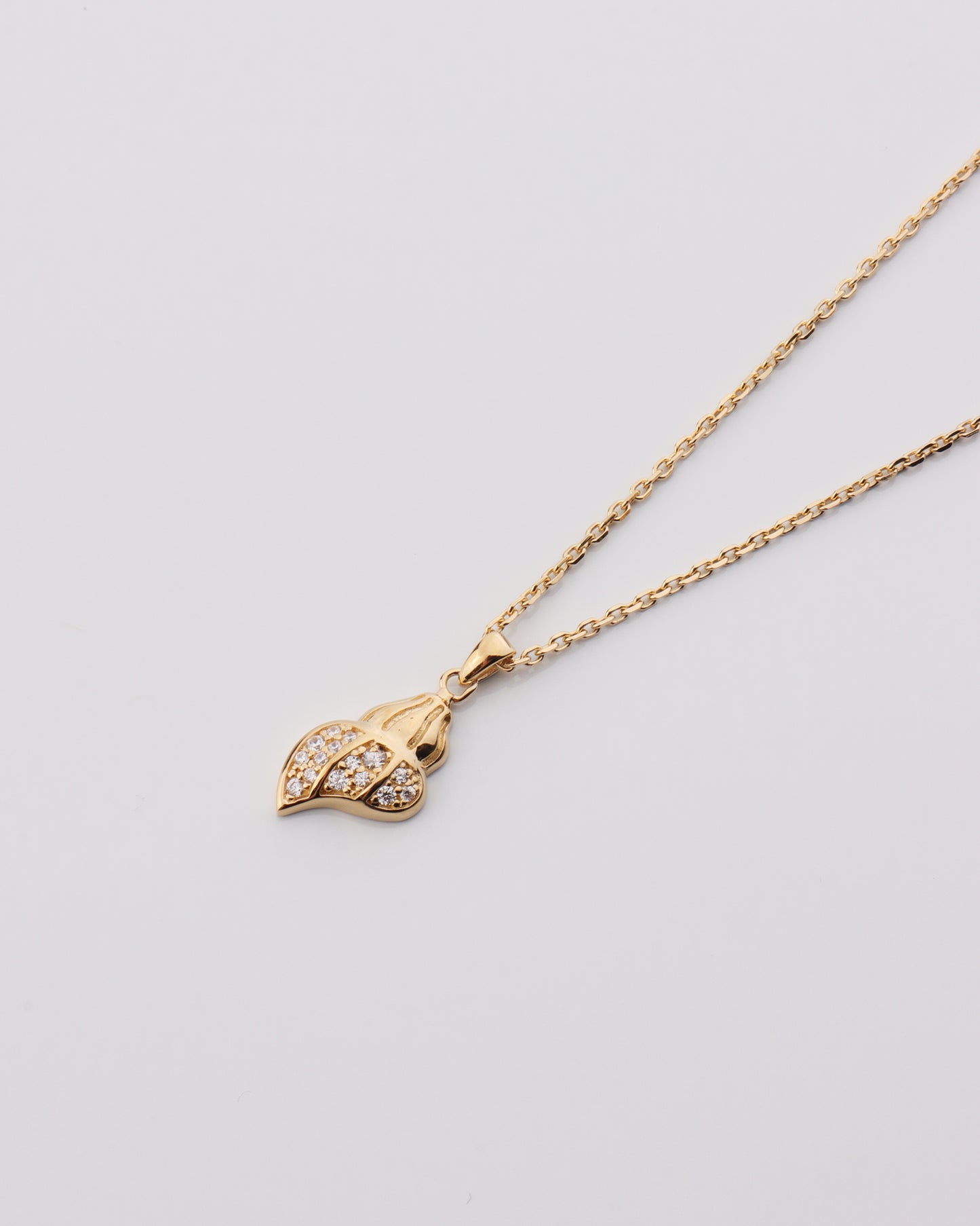 Small CZ Conch Shell Necklace