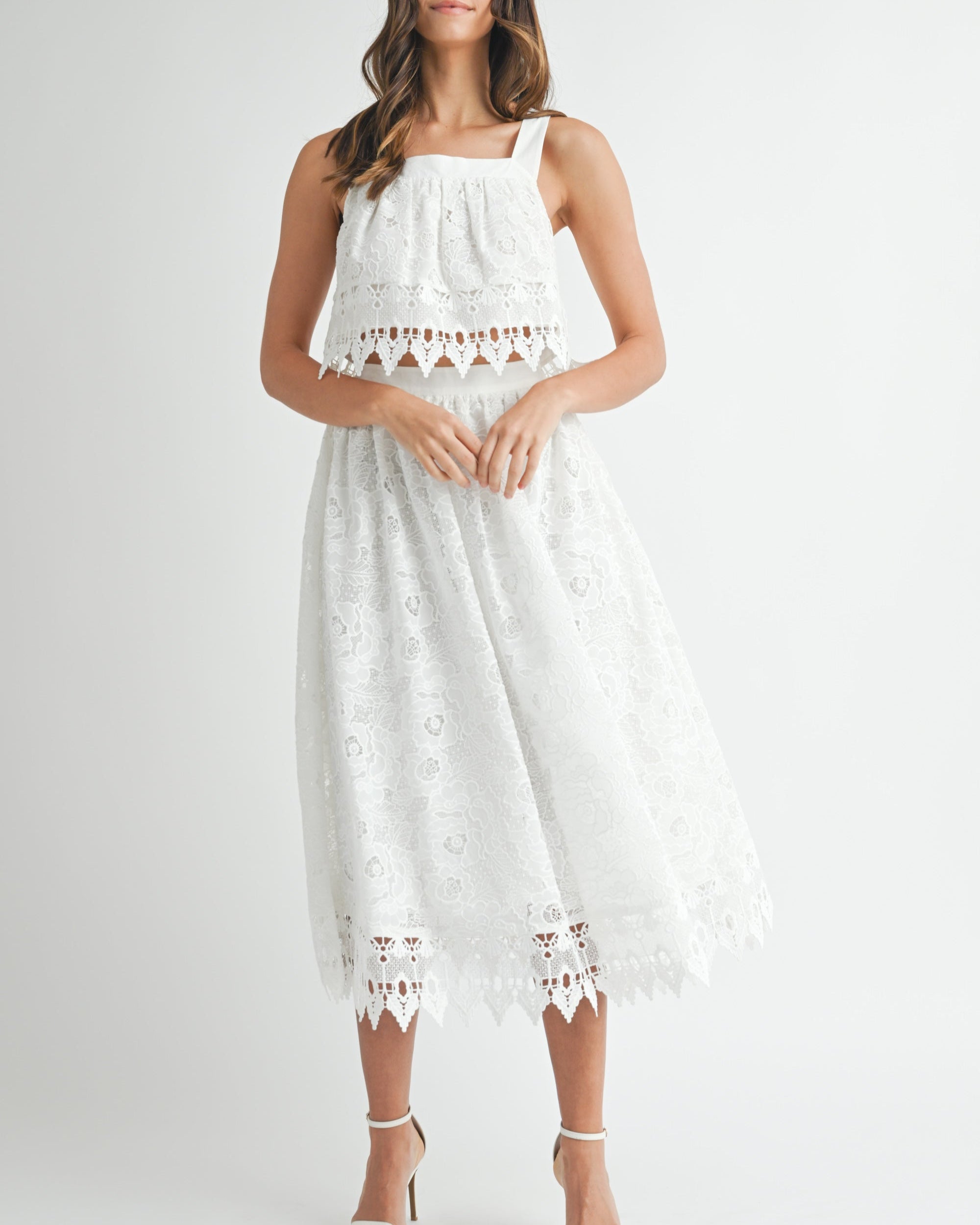 Brynn Square Neck Crochet Lace Top & Midi Skirt Set – ish
