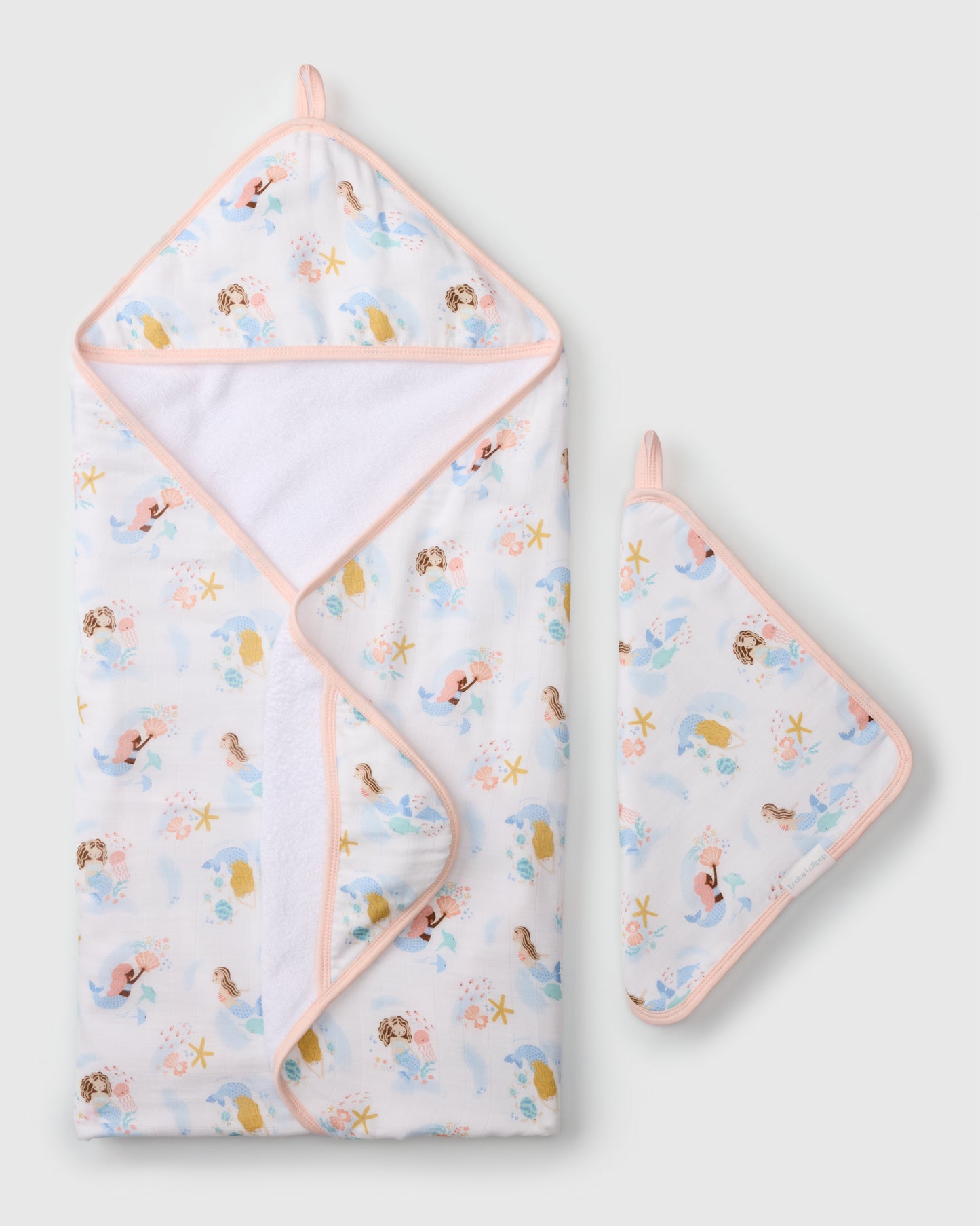 Mermaids Muslin Hooded Towel Set by Loulou Lollipop