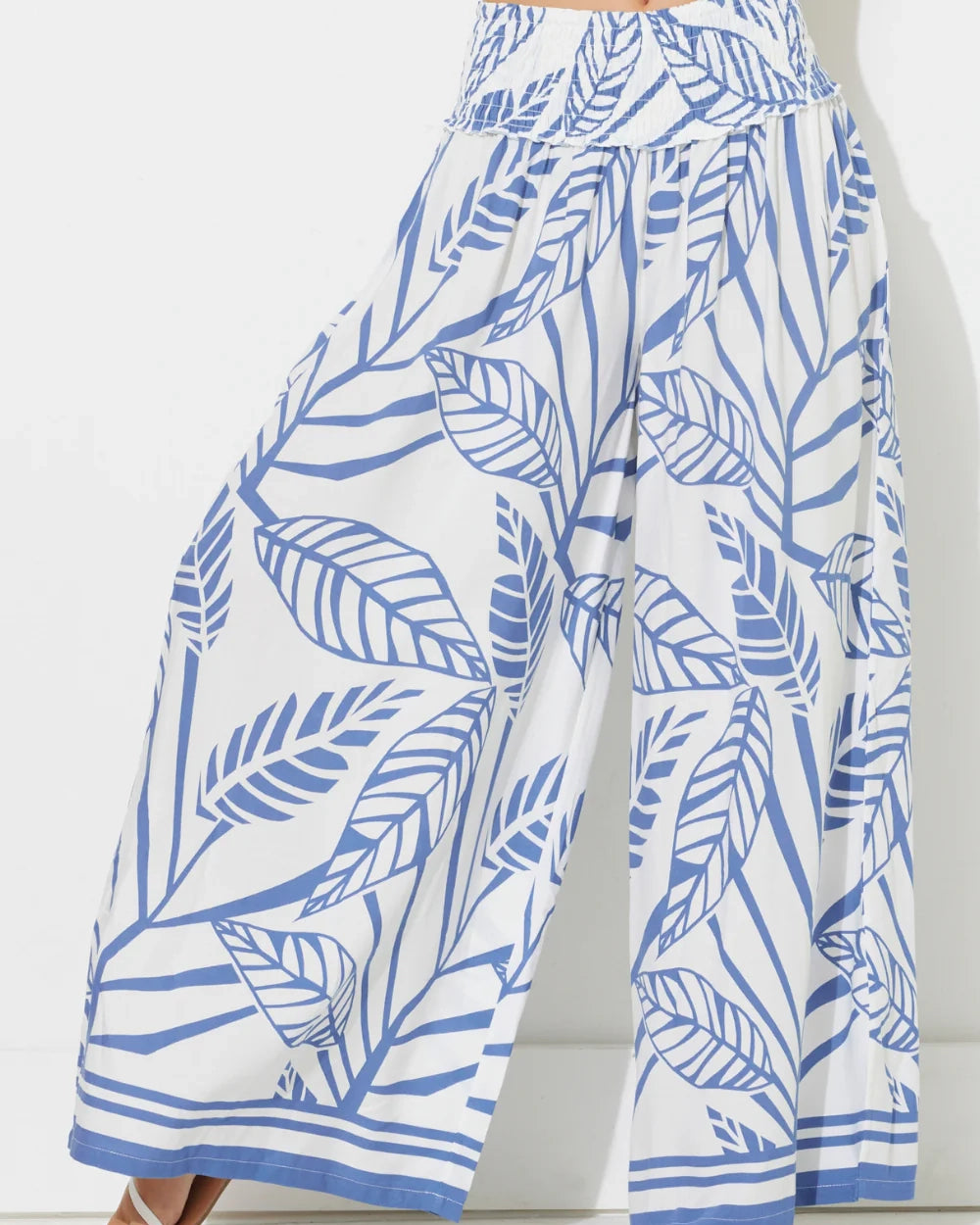 Abstract Leaf Print Beach Pant