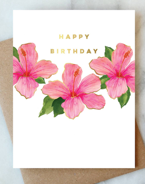 Hibiscus Birthday Greeting Card