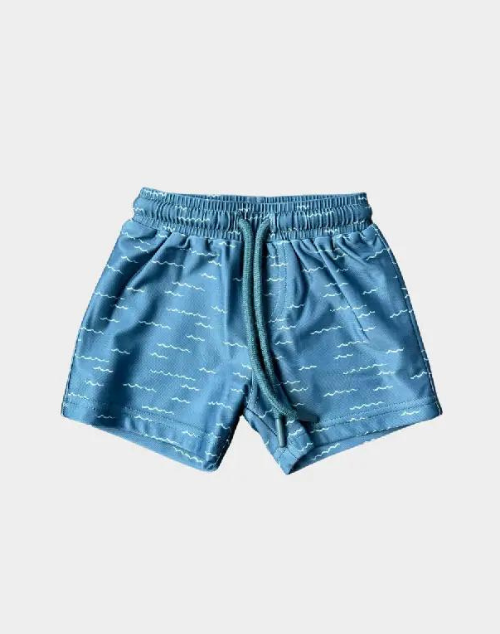 Load image into Gallery viewer, Boy&amp;#39;s Swim Shorts in Waves
