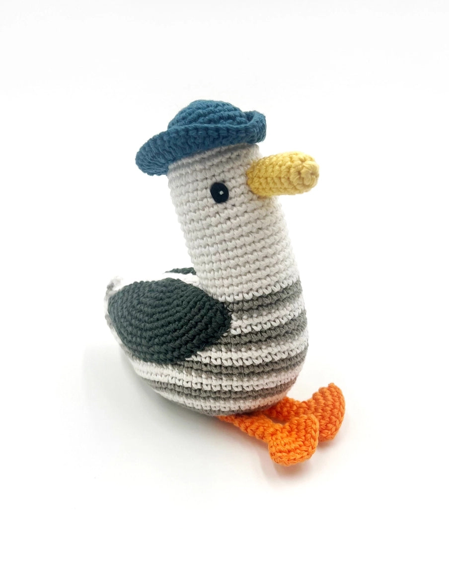 Stuffed Ocean Toy Seagull Rattle by Pebble