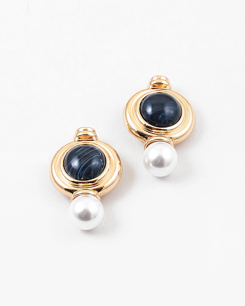 Chunky Pearl And Stone Earrings