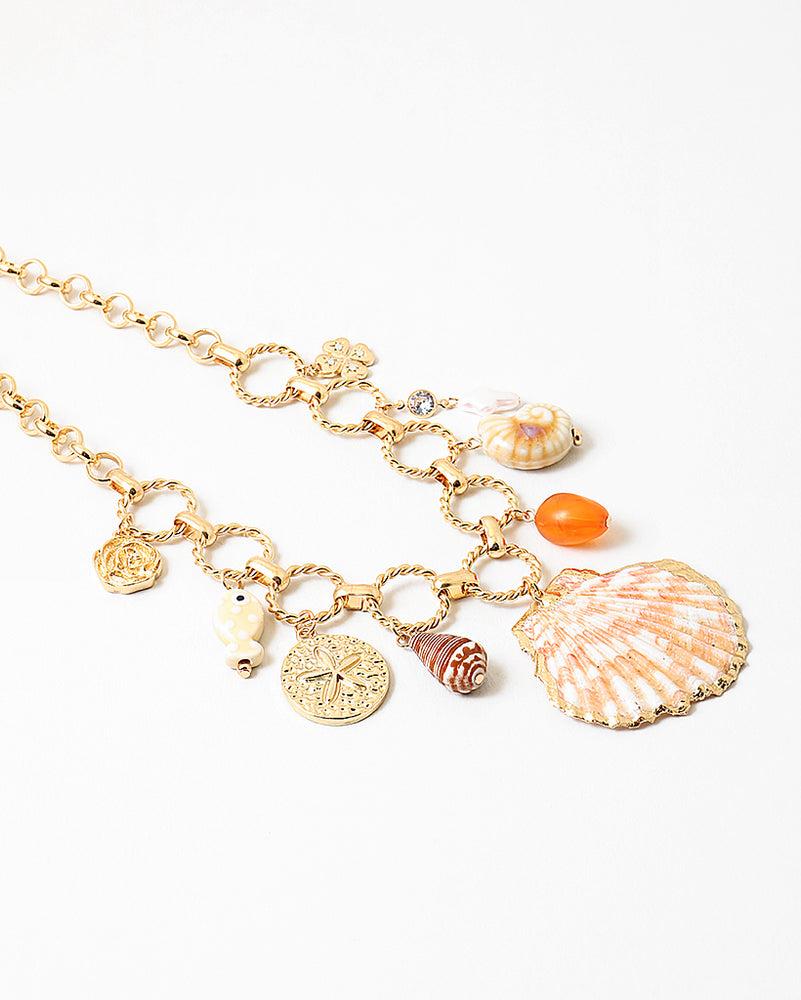 Shell Rope Chain Charm Necklace