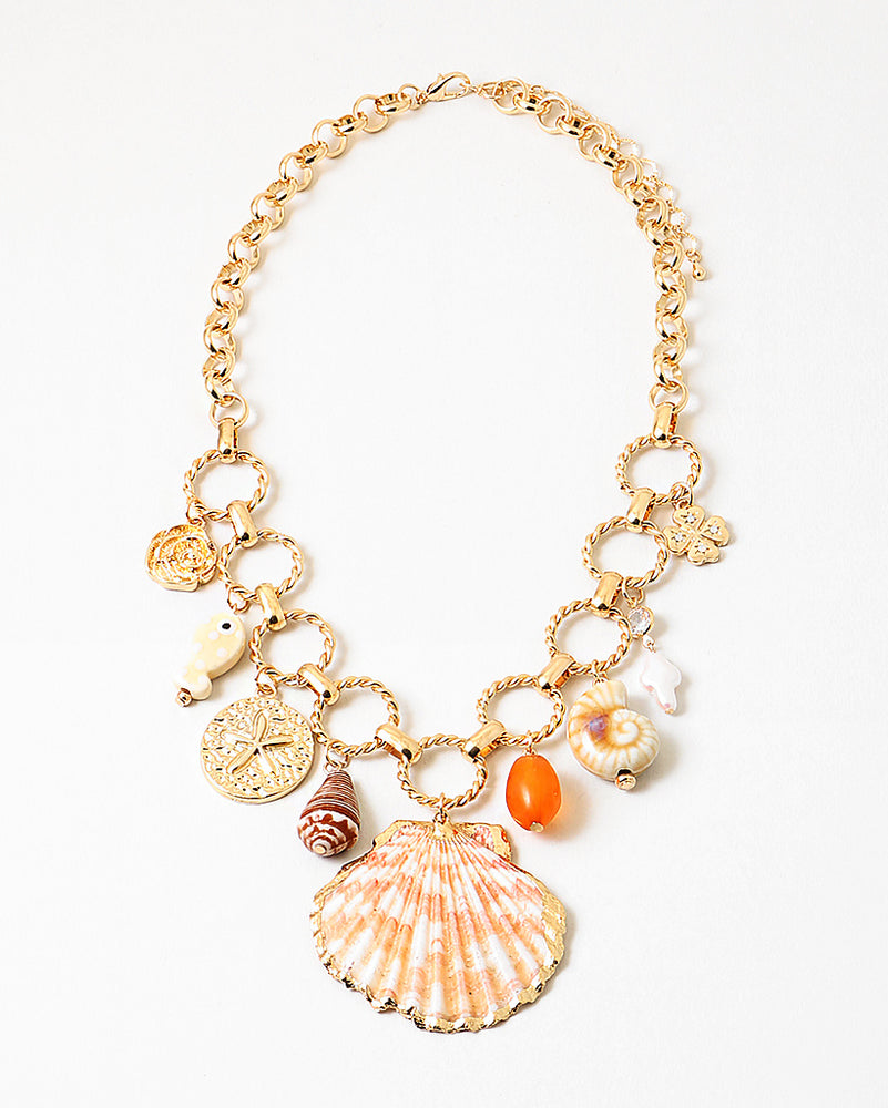 Shell Rope Chain Charm Necklace