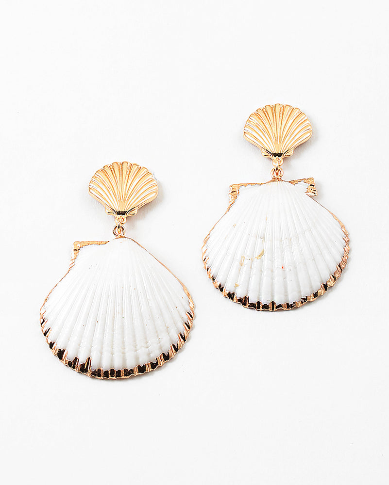 
                  
                    White Shell Gold Edged Earrings
                  
                