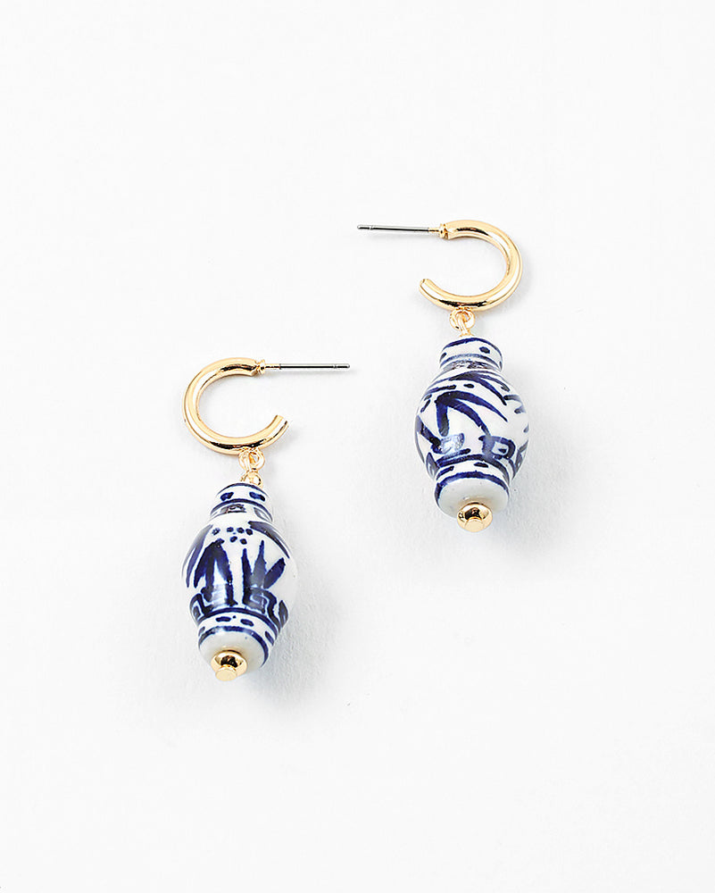 Blue And White Enamel Earrings