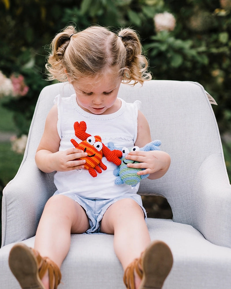 Plush Red Crab Rattle by Pebble