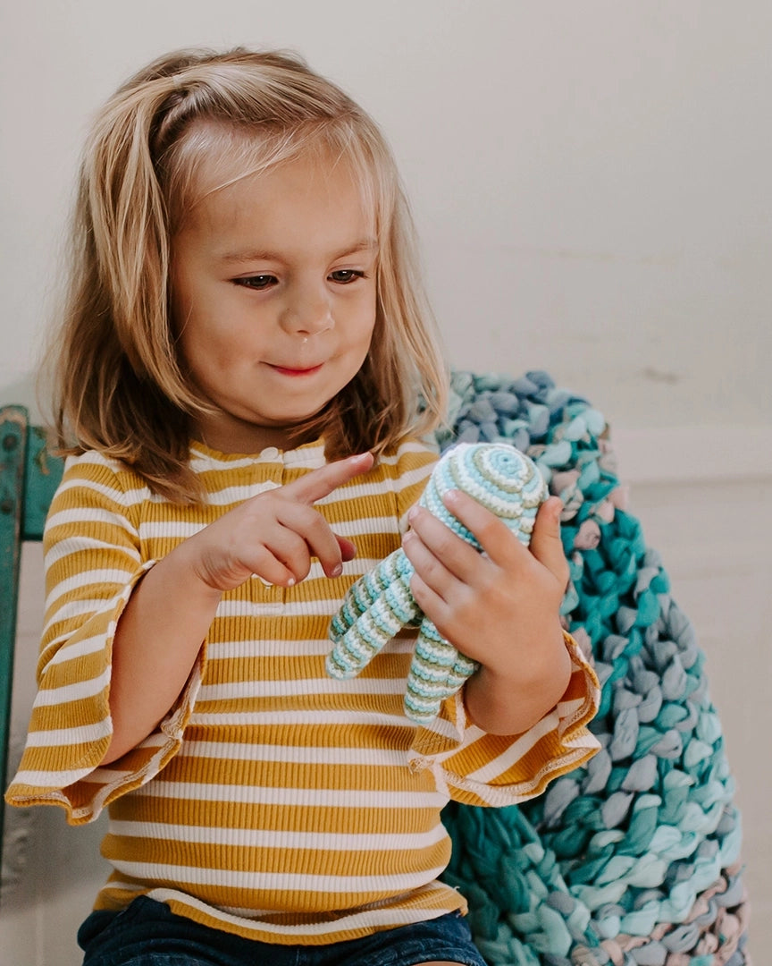 Plush Ocean Toy Green Octopus Rattle by Pebble