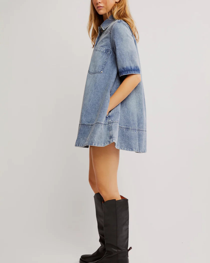 Remino Denim Mini Dress by Free People – ish Boutique Remino Denim Mini Dress by Free People – ish Boutique