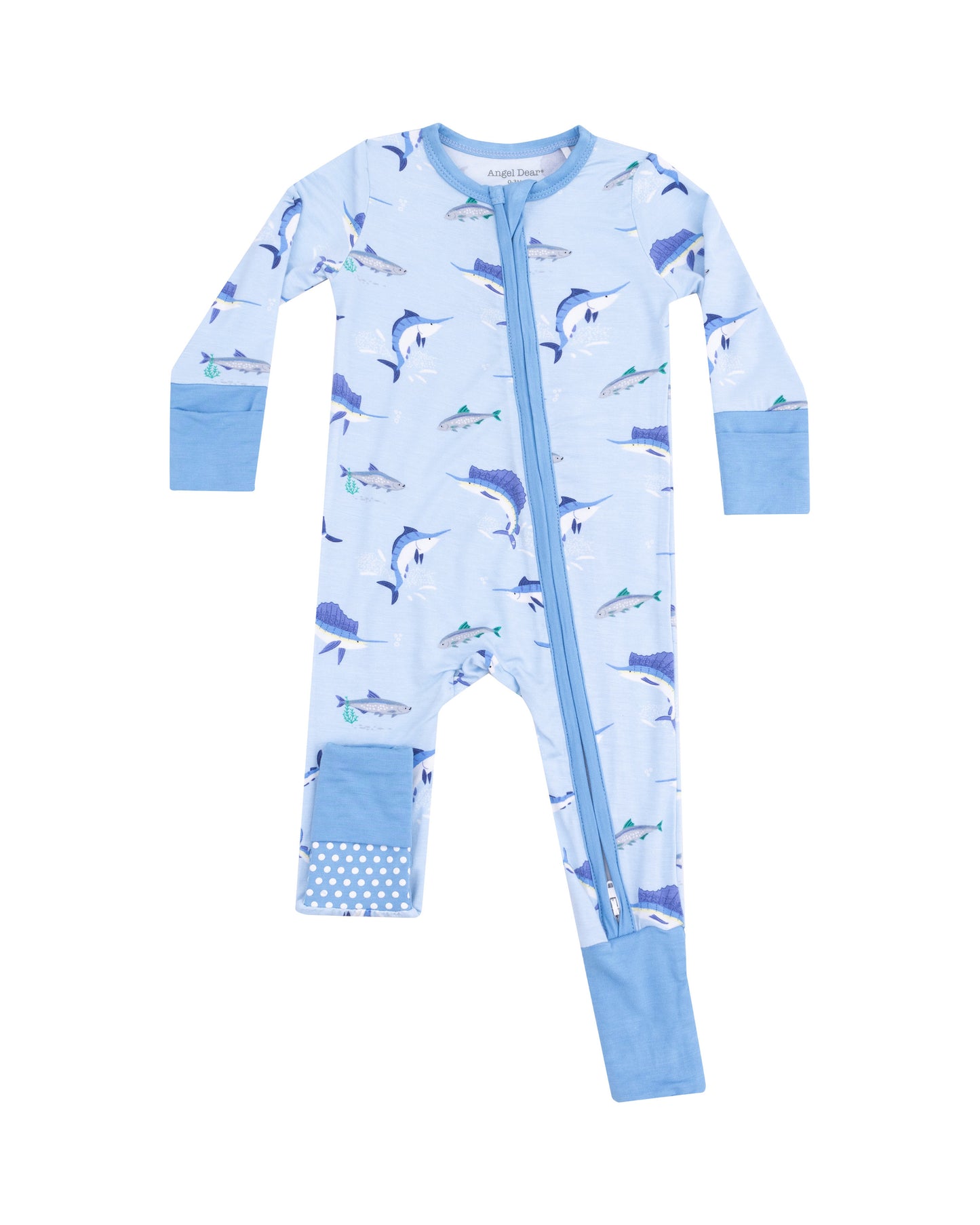 Deep Sea Fishing Blue 2 Way Zipper Romper by Angel Dear