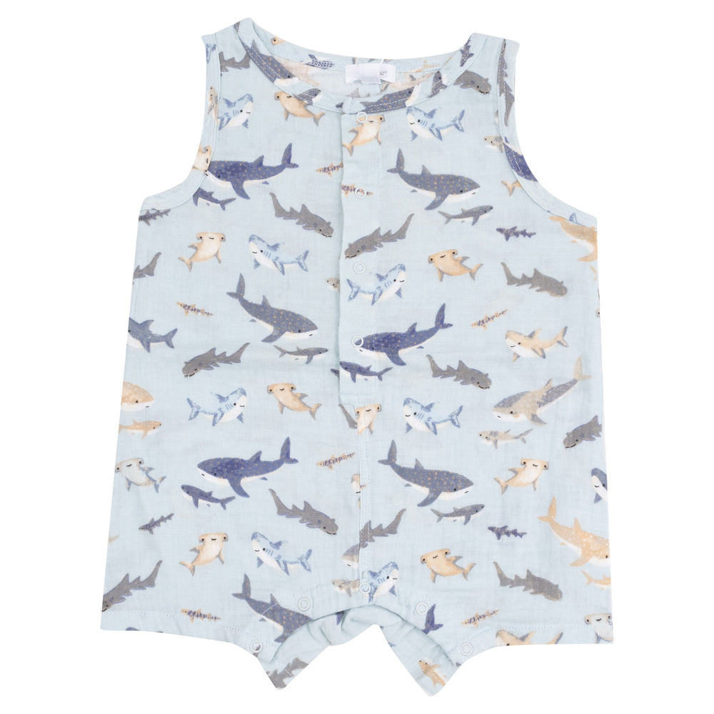 
                  
                    Sharks Sleeveless Shortie Romper by Angel Dear
                  
                