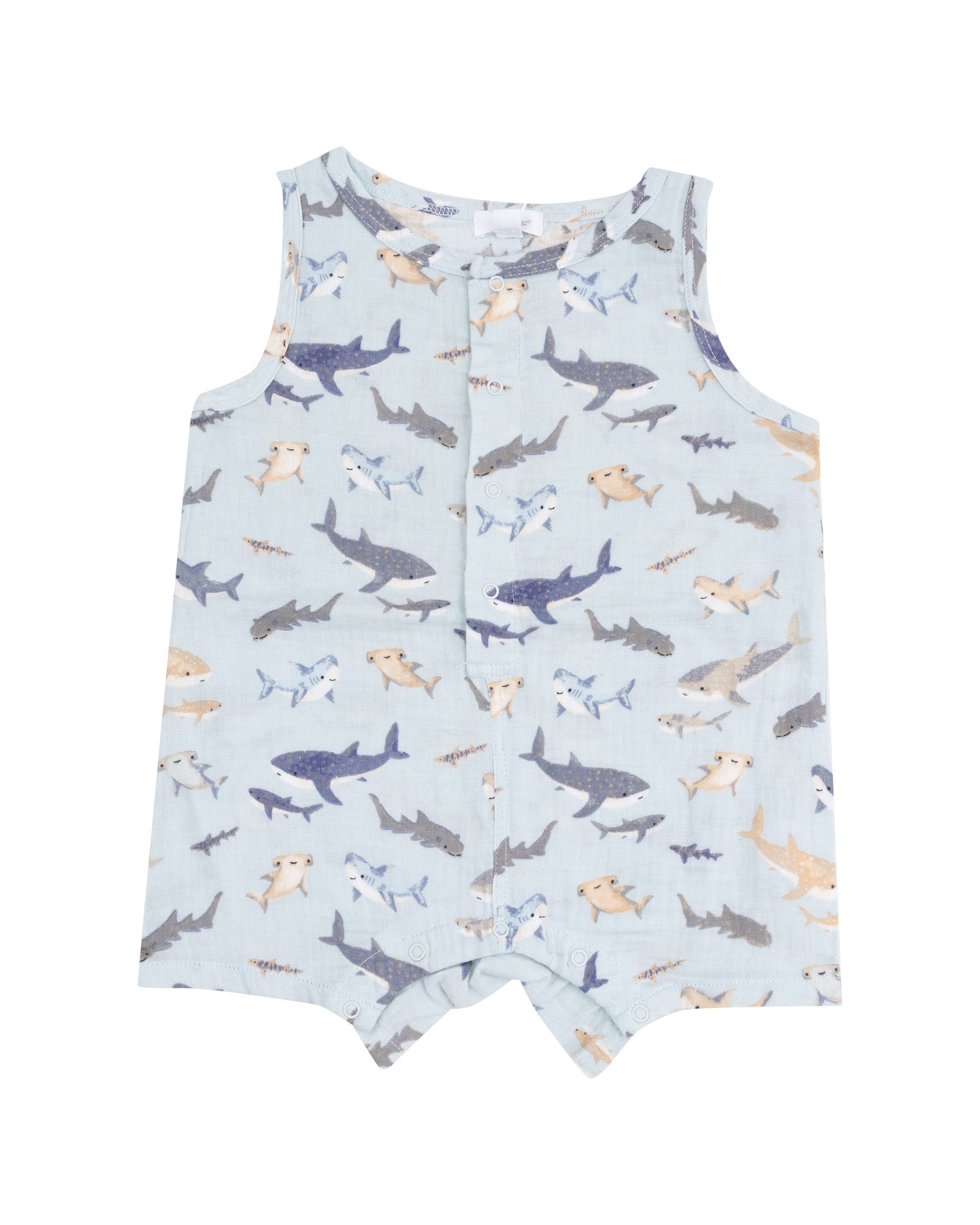 Sharks Sleeveless Shortie Romper by Angel Dear