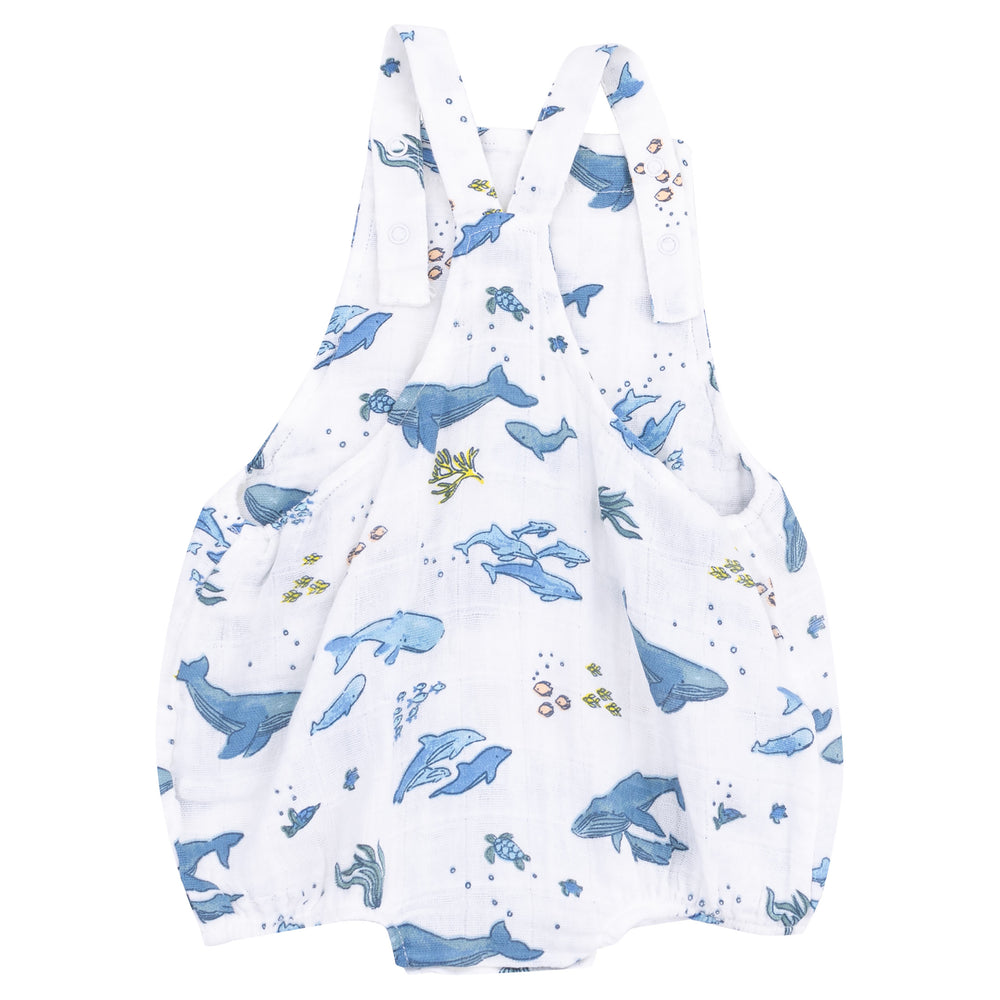 Watercolor Blue Whales Pocket Sunsuit by Angel Dear