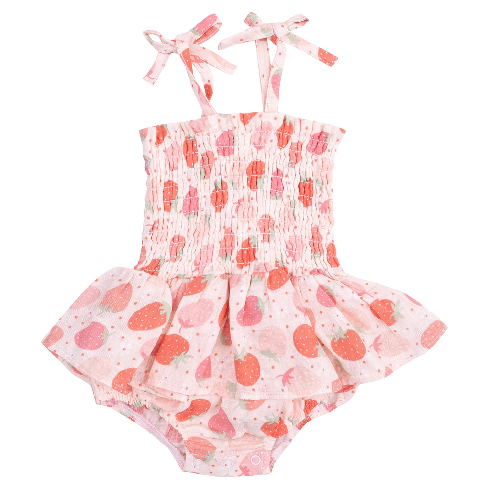 Strawberry Bliss Smocked Bubble with Skirt by Angel Dear
