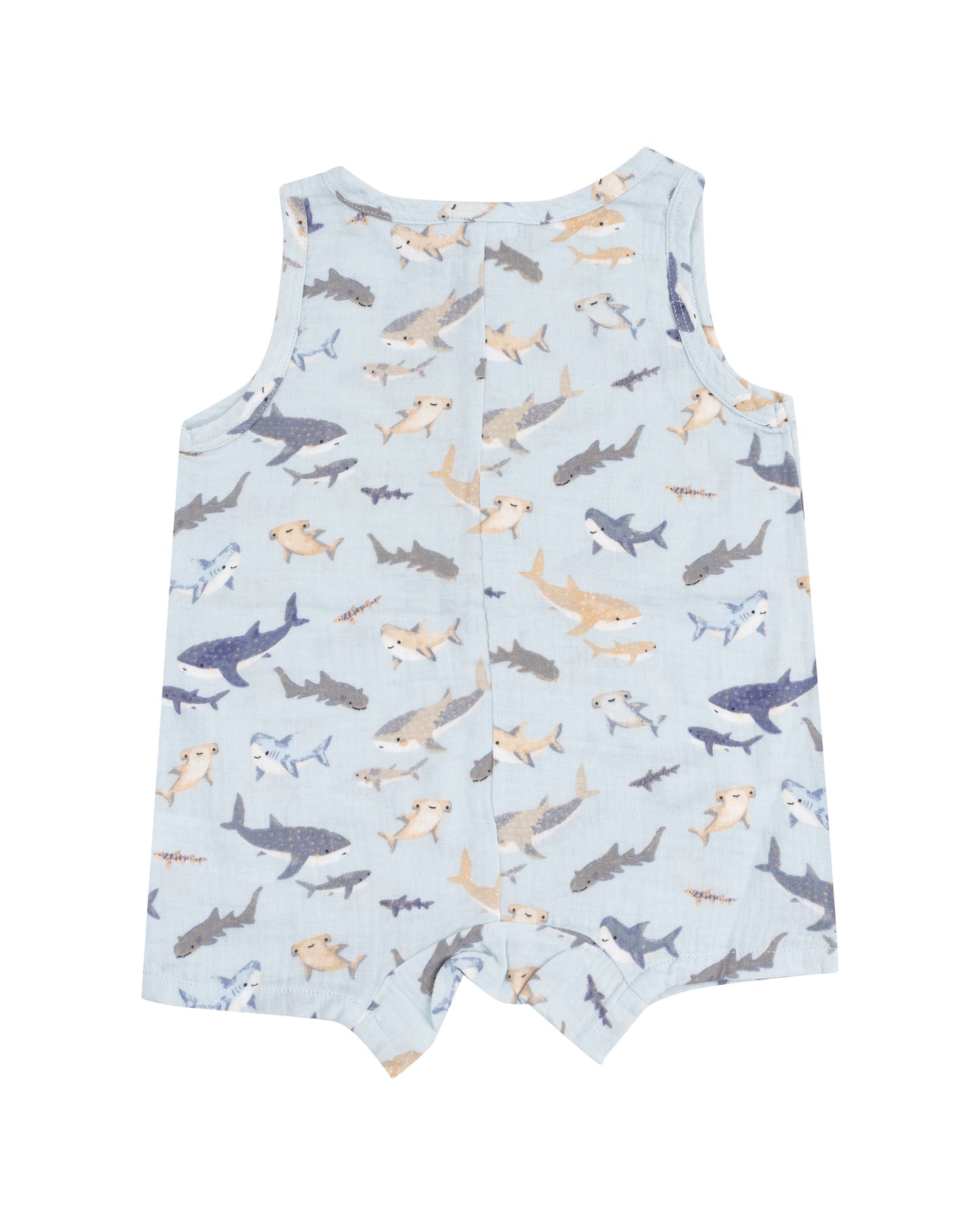 Sharks Sleeveless Shortie Romper by Angel Dear