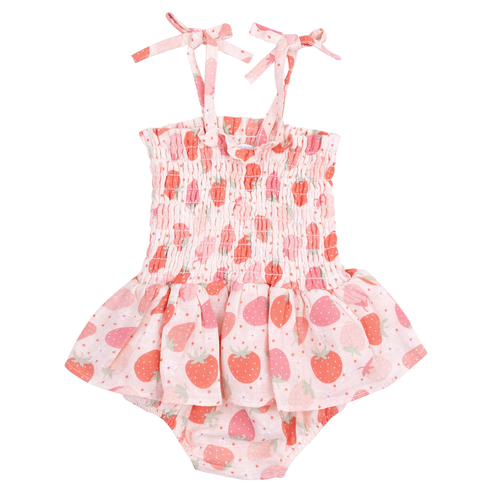 Strawberry Bliss Smocked Bubble with Skirt by Angel Dear